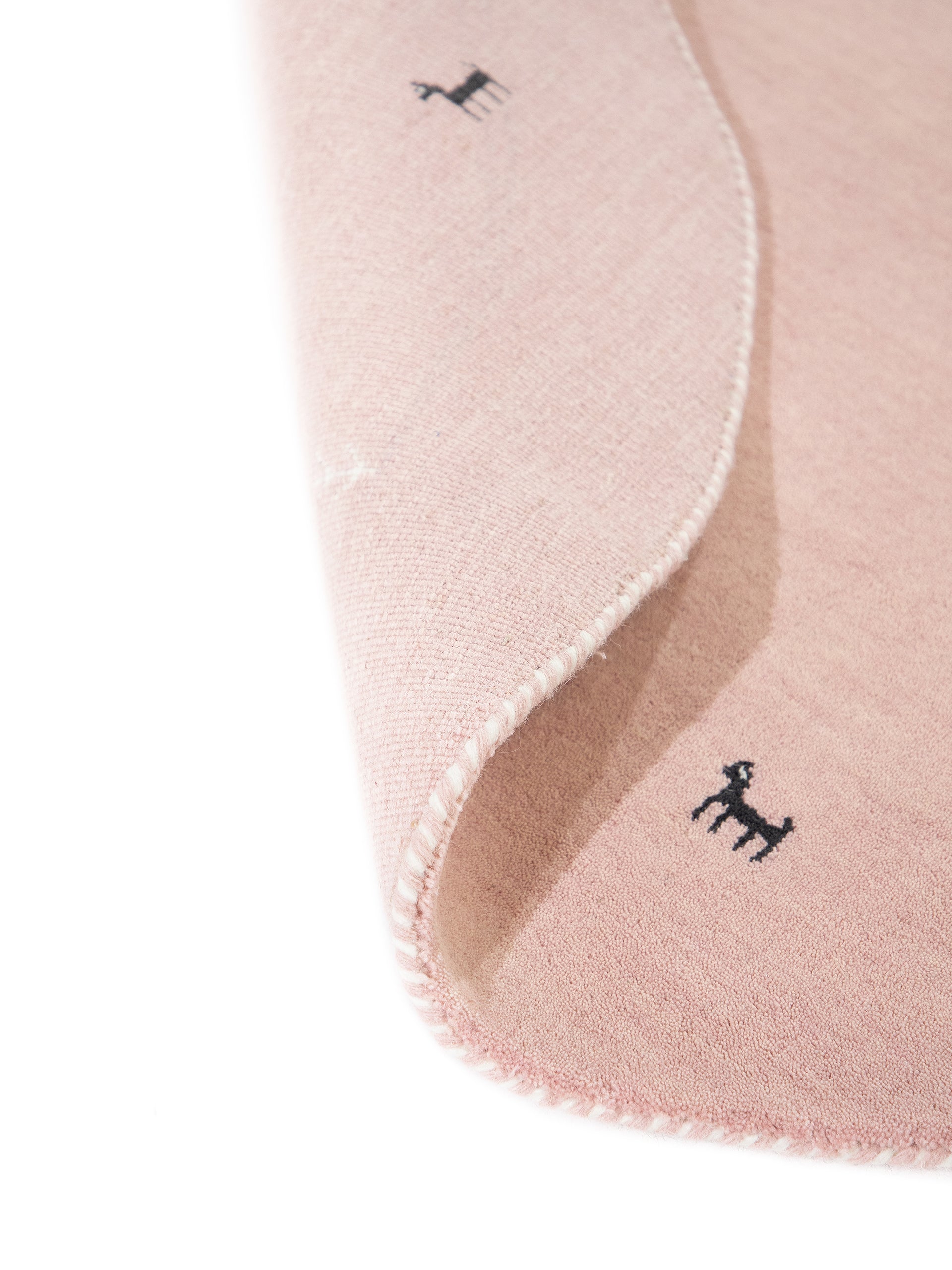 Wollteppich Gabbeh Uni Rund Rosa aus Wolle