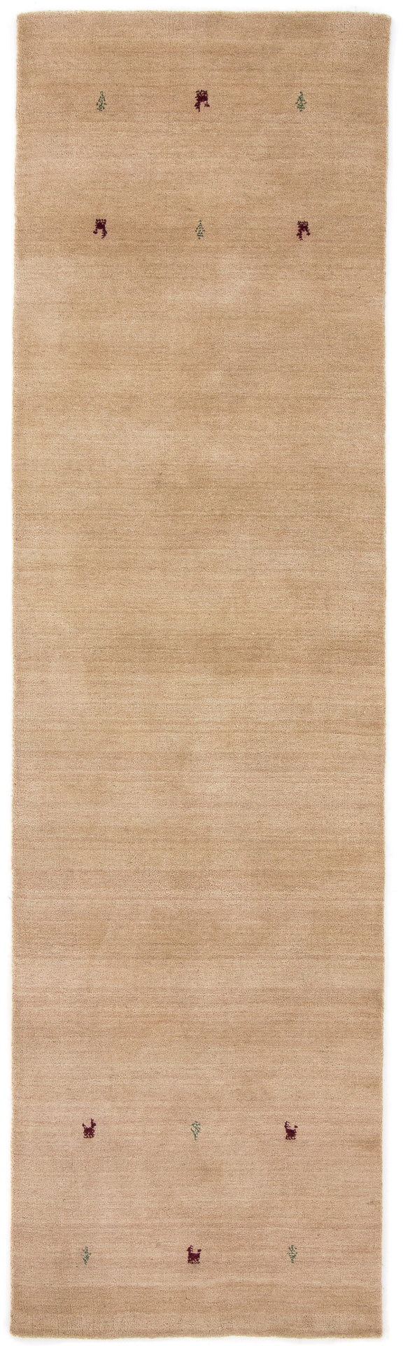 Wollteppich Gabbeh Uni Läufer Beige in beige aus wolle