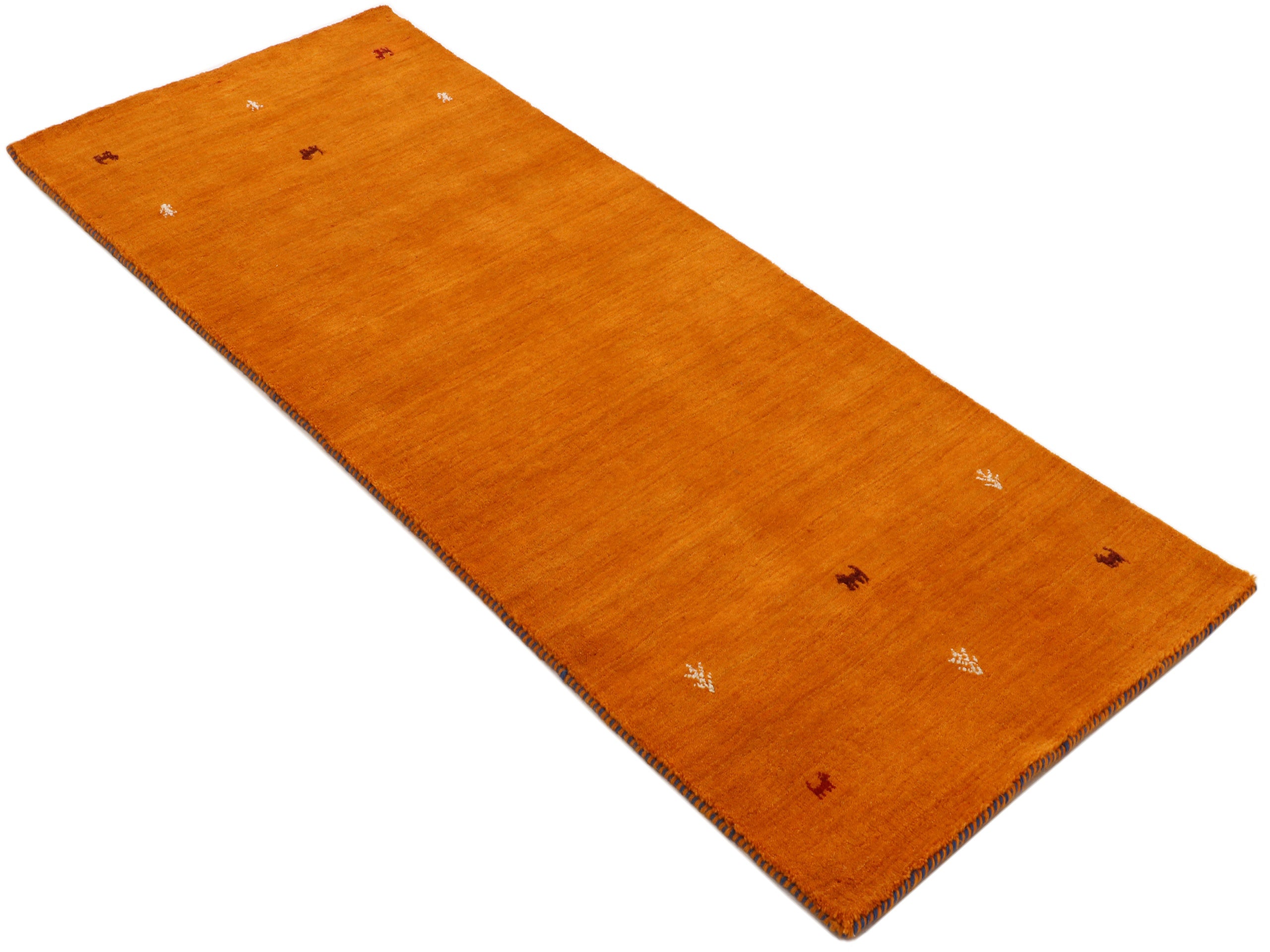 Wollteppich Gabbeh Uni Läufer Orange in orange aus wolle