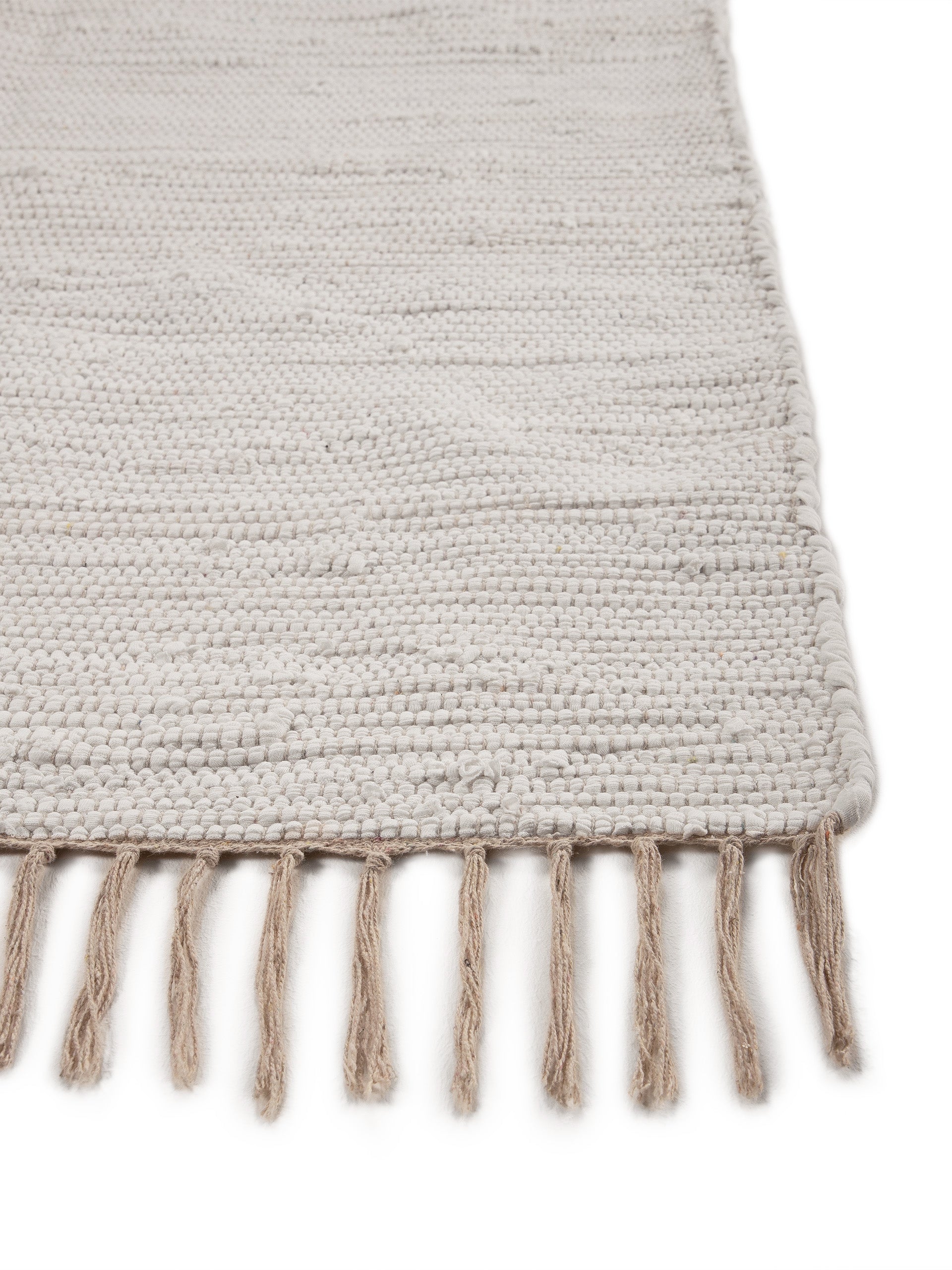 Kelim Chindi Uni Weiß in weiß aus baumwolle