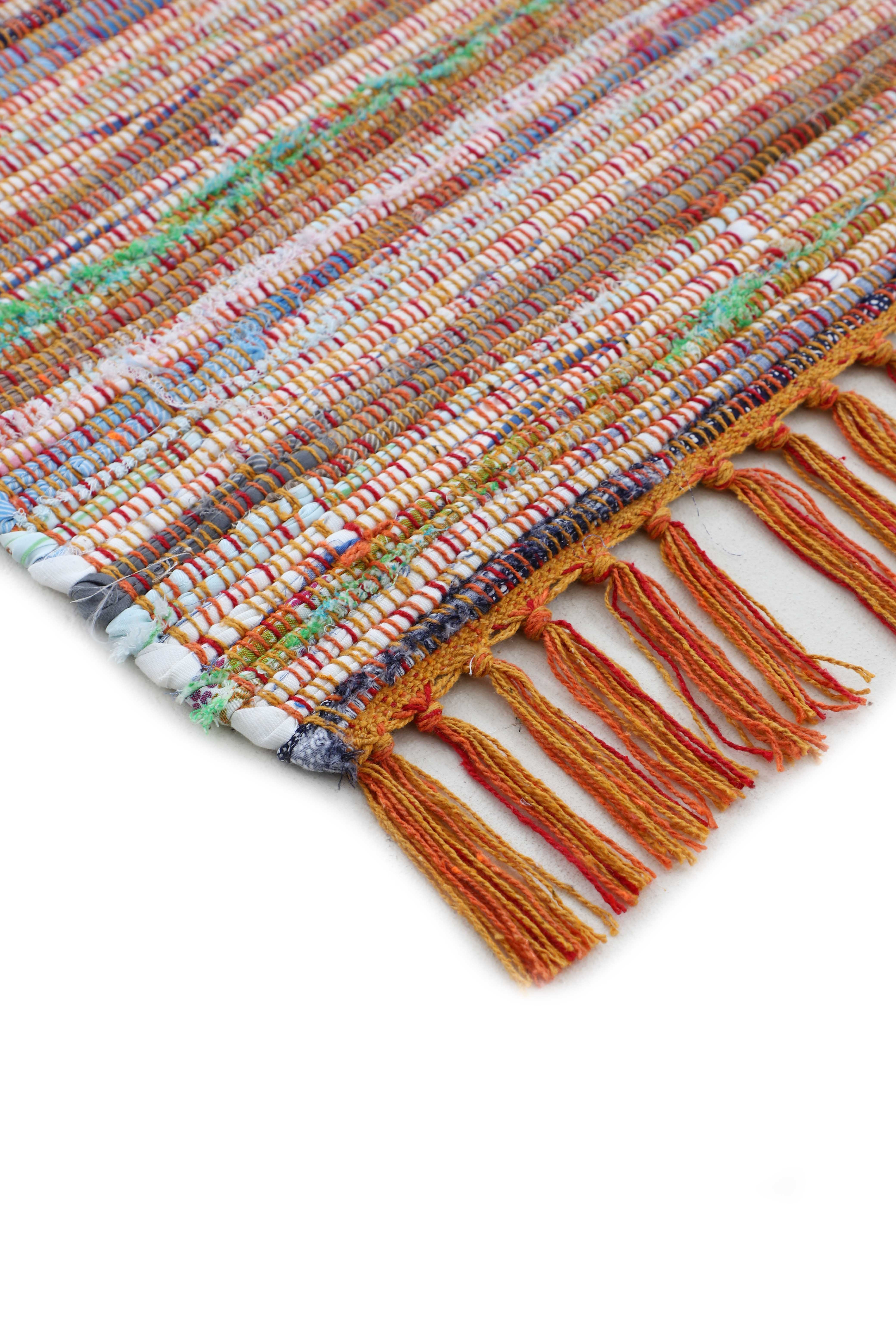 Kelim Chindi Läufer Orange in orange