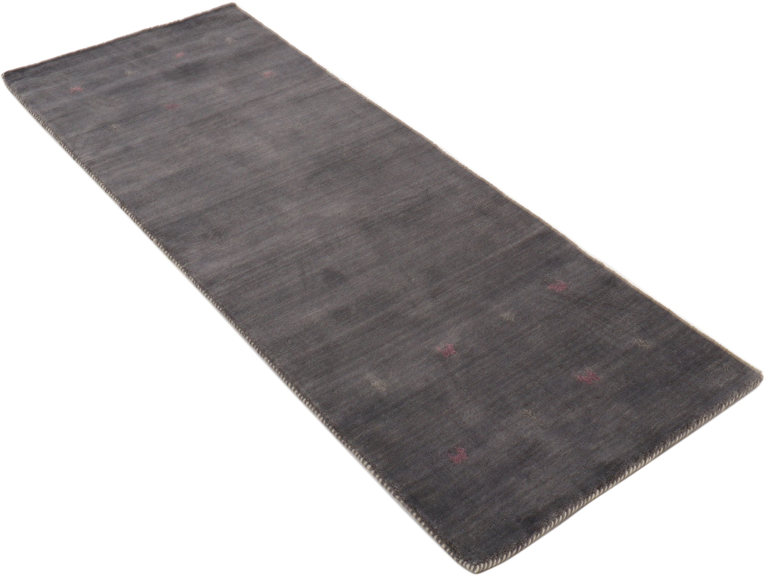 Wollteppich Gabbeh Uni Läufer Grau in grau aus wolle