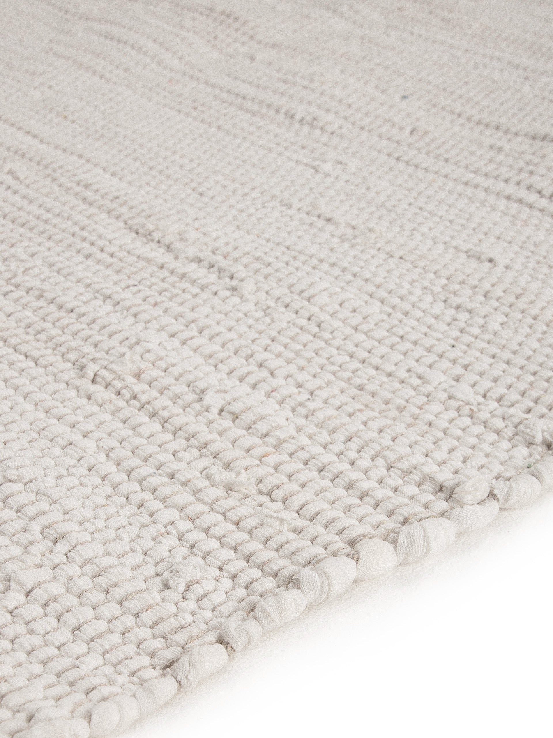 Kelim Chindi Uni Weiß in weiß aus baumwolle