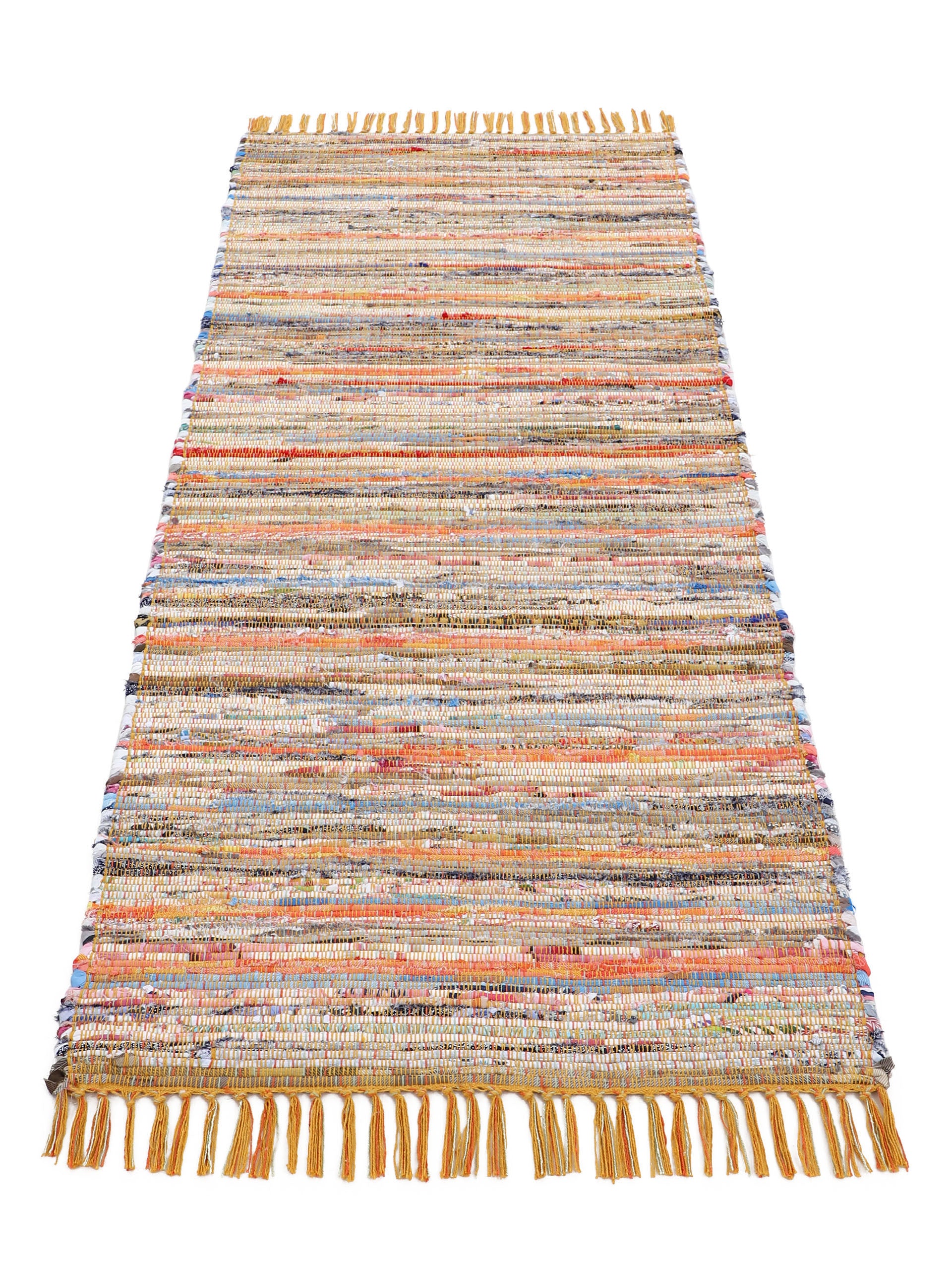 Kelim Chindi Läufer Gelb in gelb