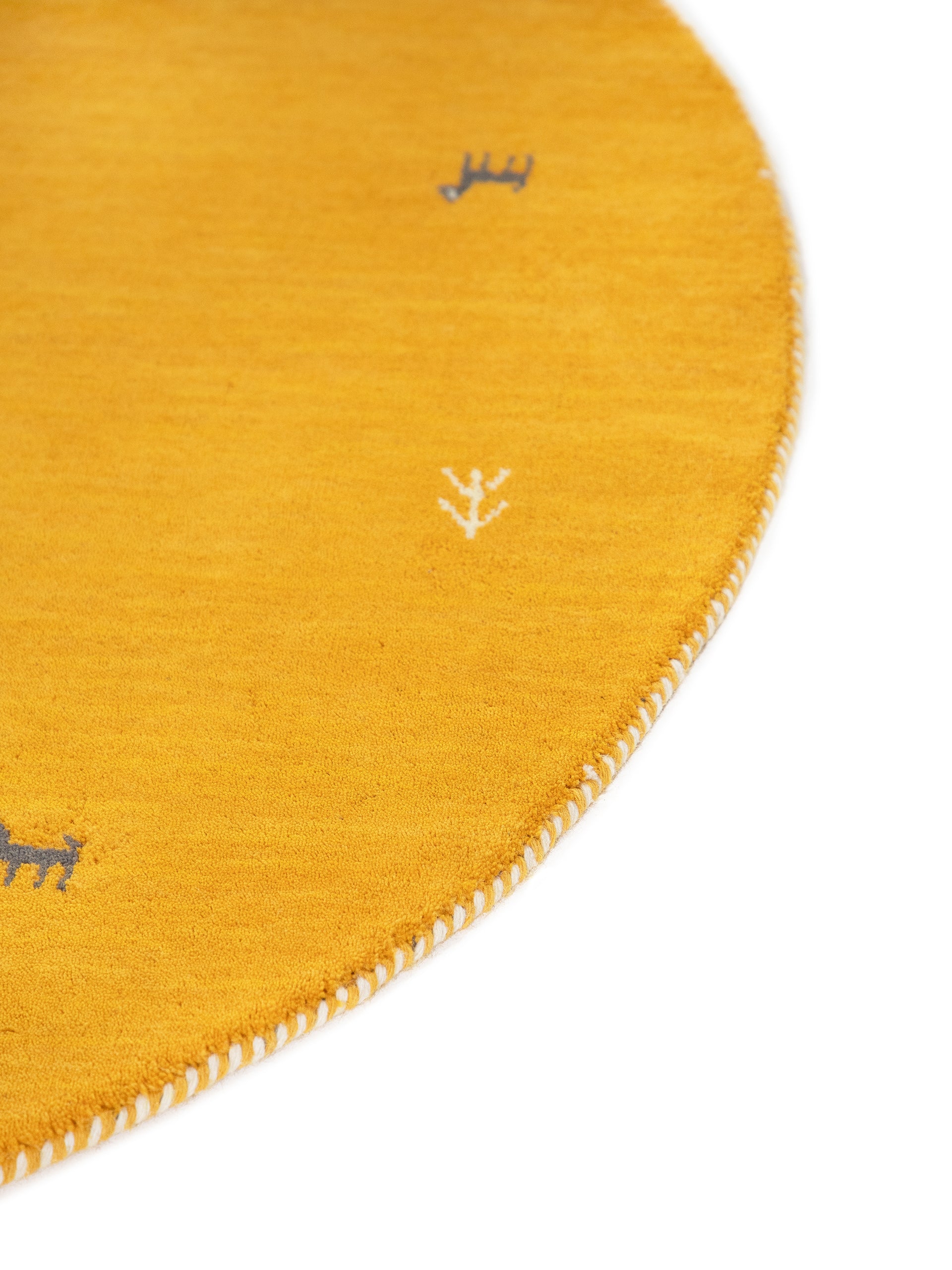 Wollteppich Gabbeh Uni Rund Gelb aus Wolle