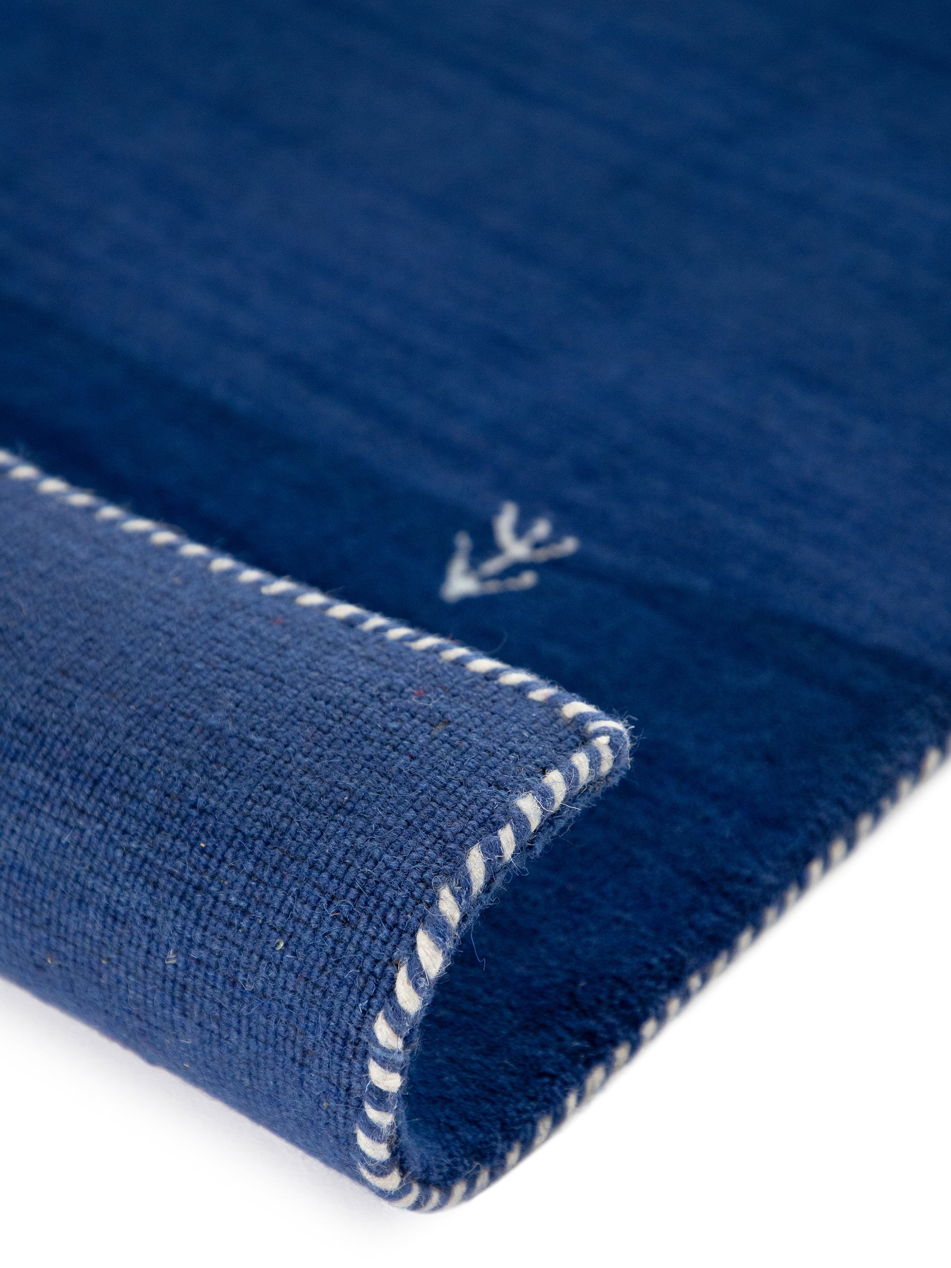 Wollteppich Gabbeh Uni Läufer Blau aus Wolle