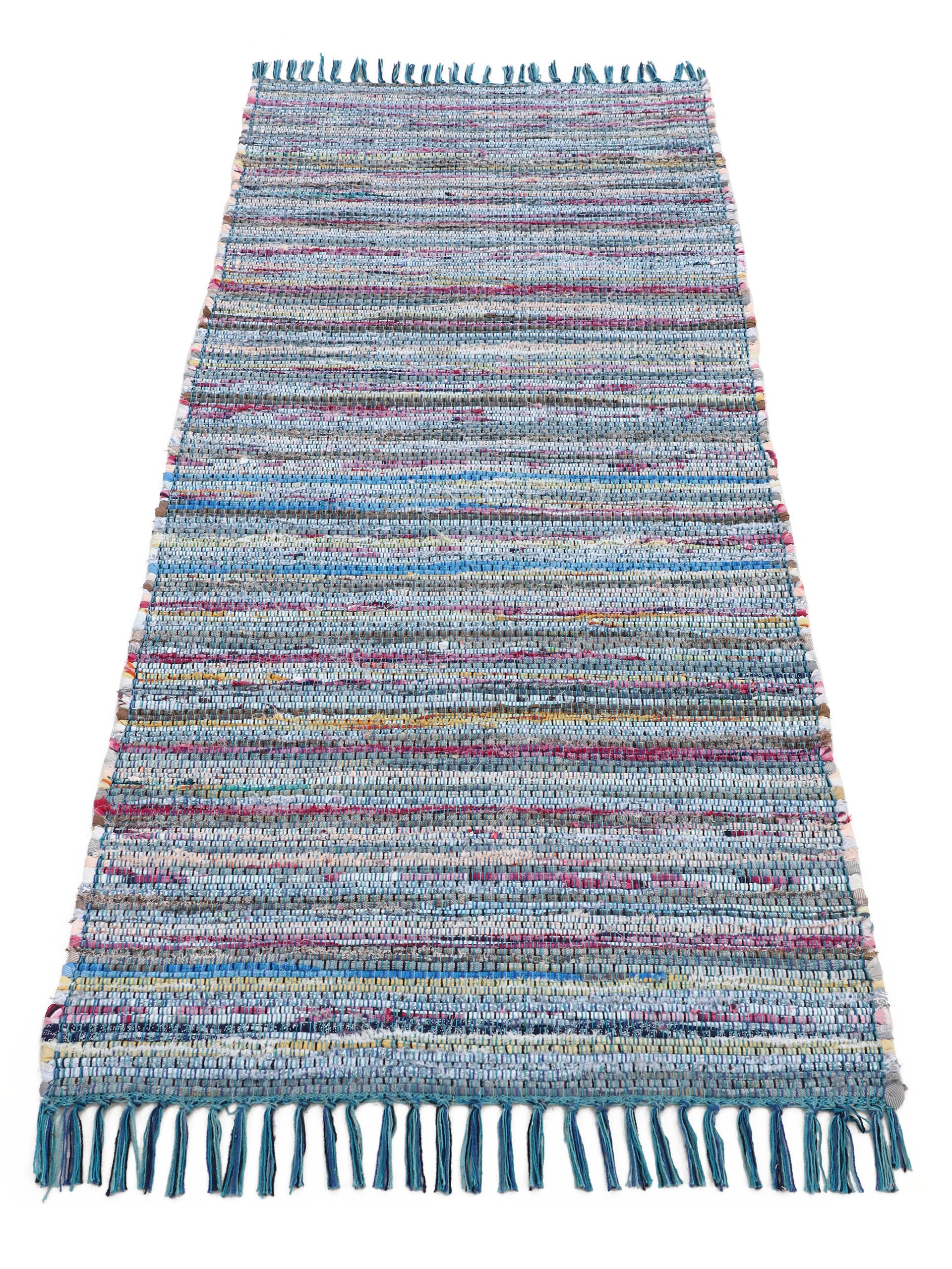 Kelim Chindi Läufer Blau in blau