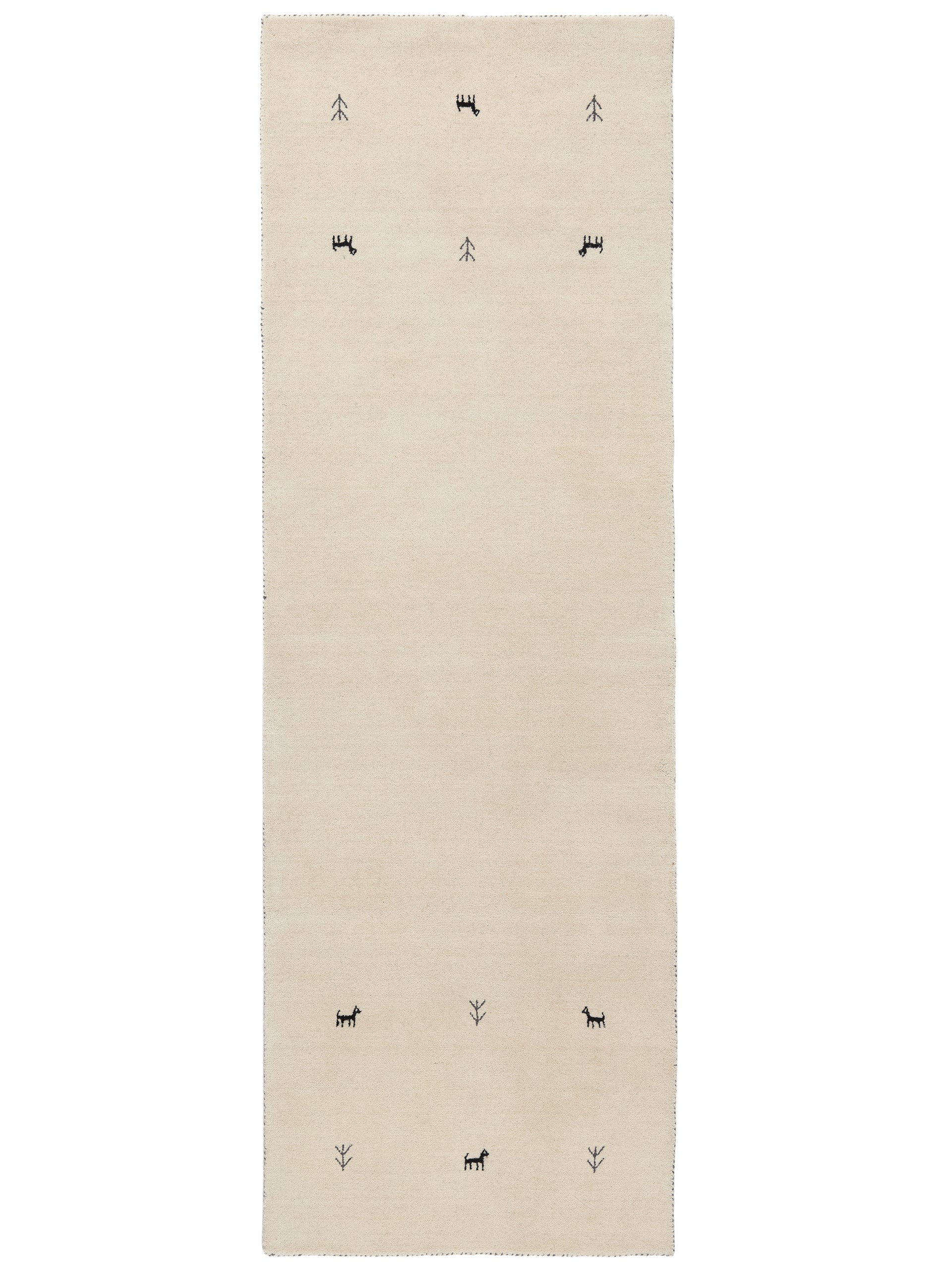 Wollteppich Gabbeh Uni Läufer Weiß aus Wolle