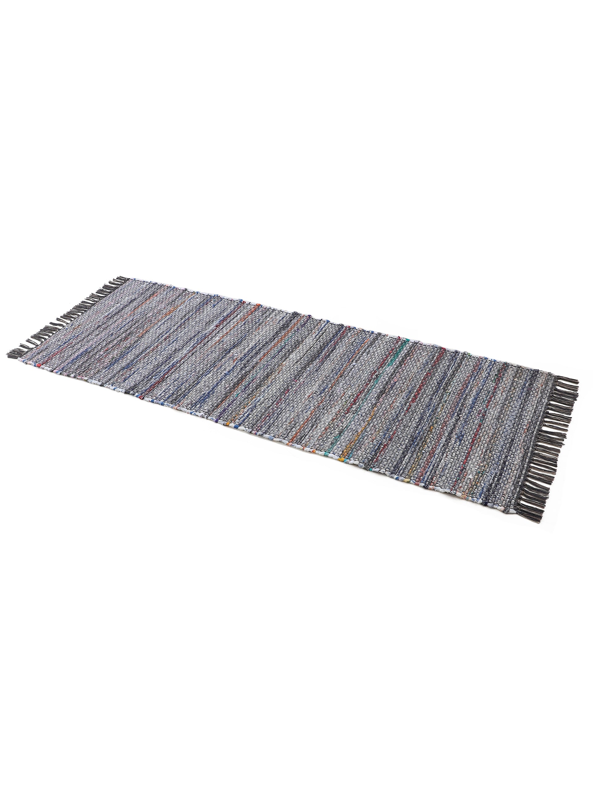 Kelim Chindi Läufer Grau in grau