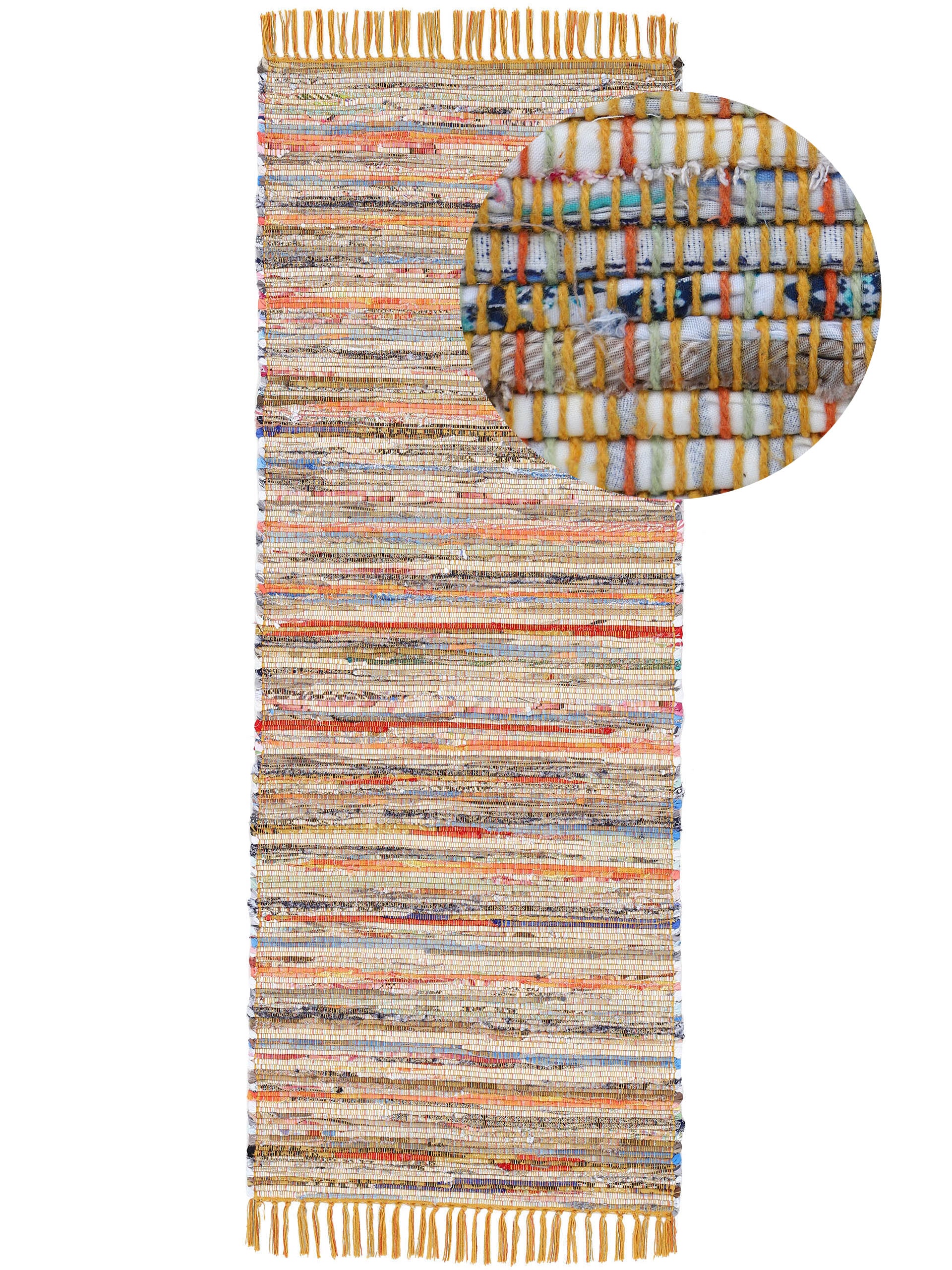 Kelim Chindi Läufer Gelb in gelb