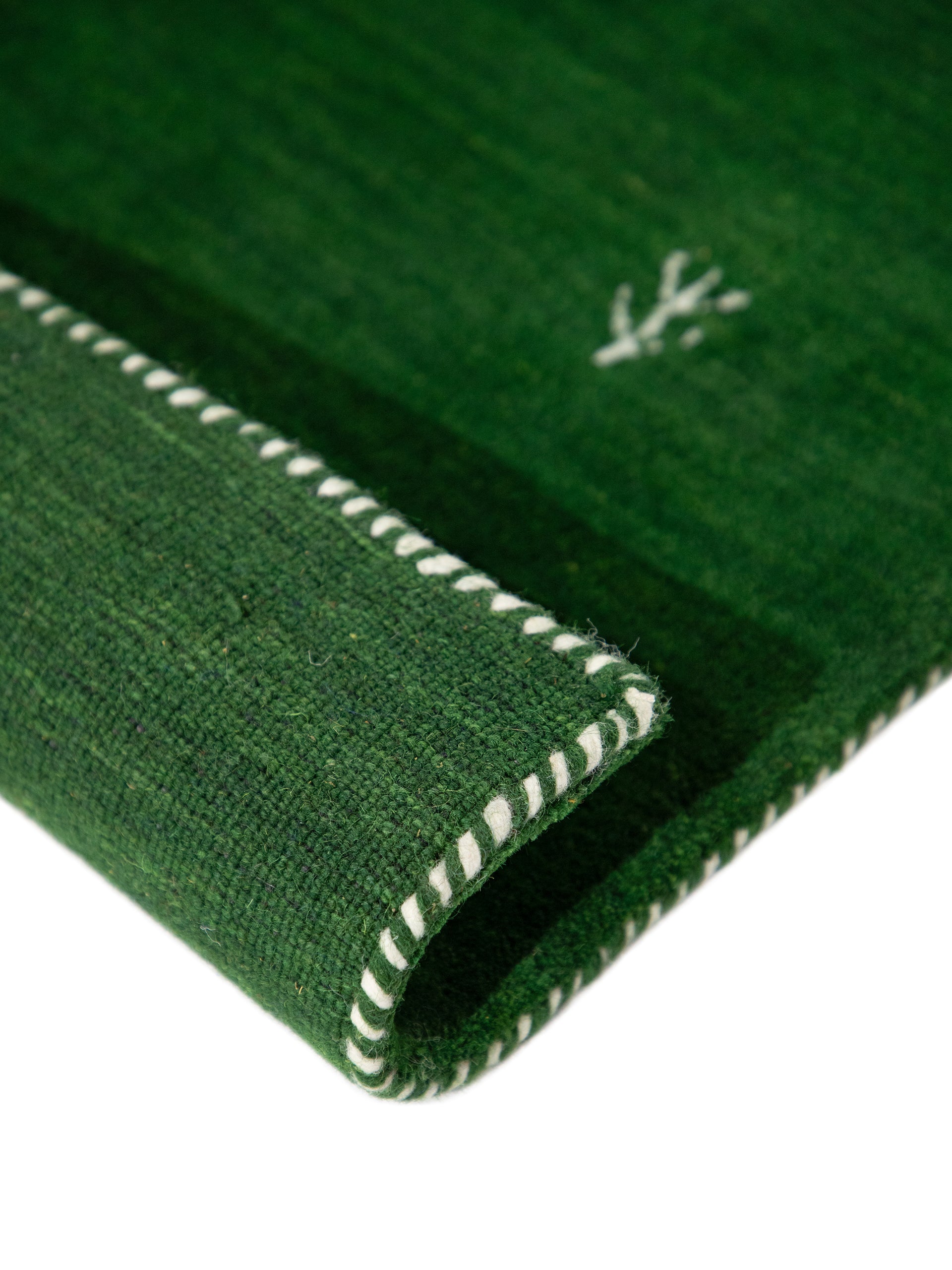 Wollteppich Gabbeh Uni Läufer Grün aus Wolle