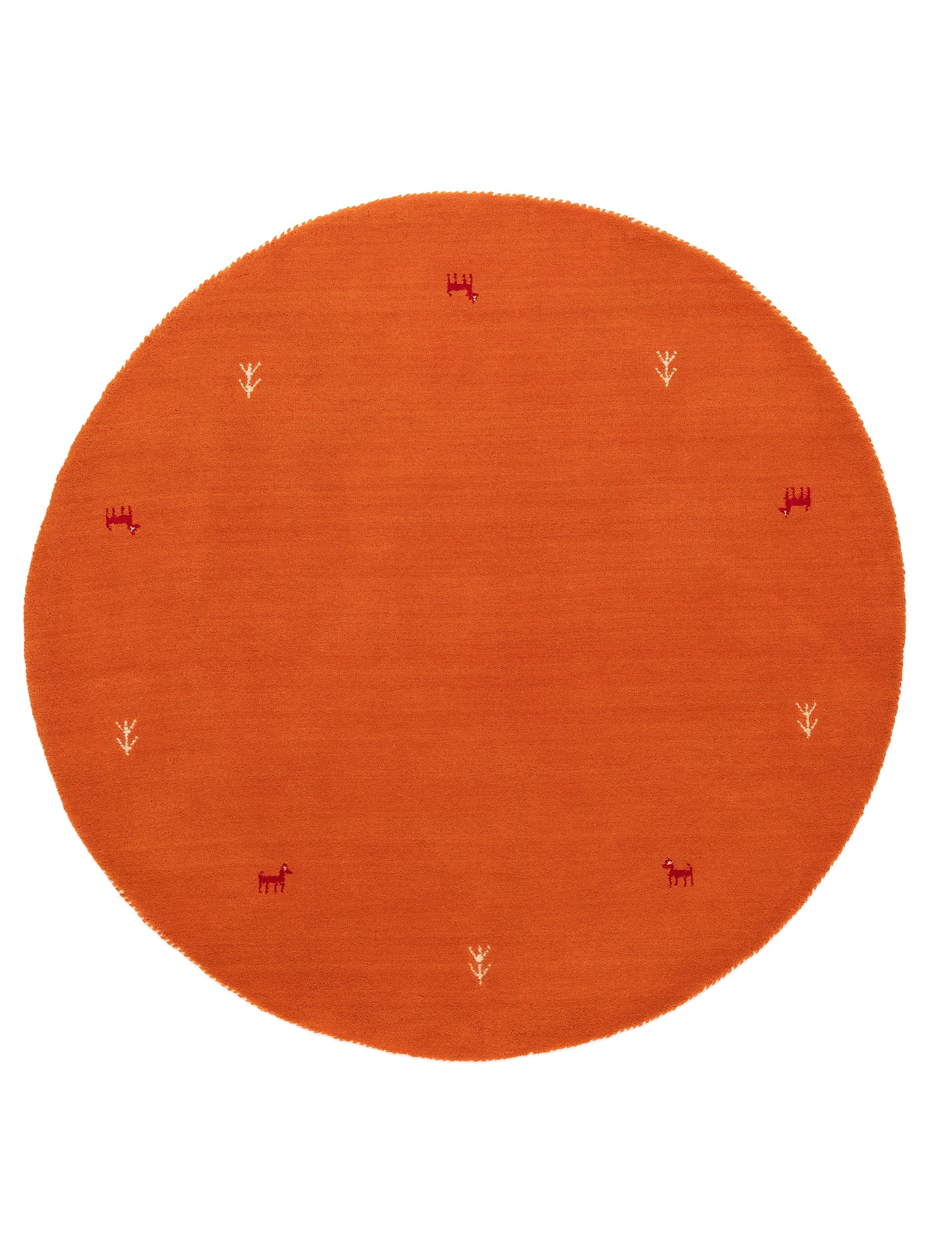 Wollteppich Gabbeh Uni Rund Orange aus Wolle