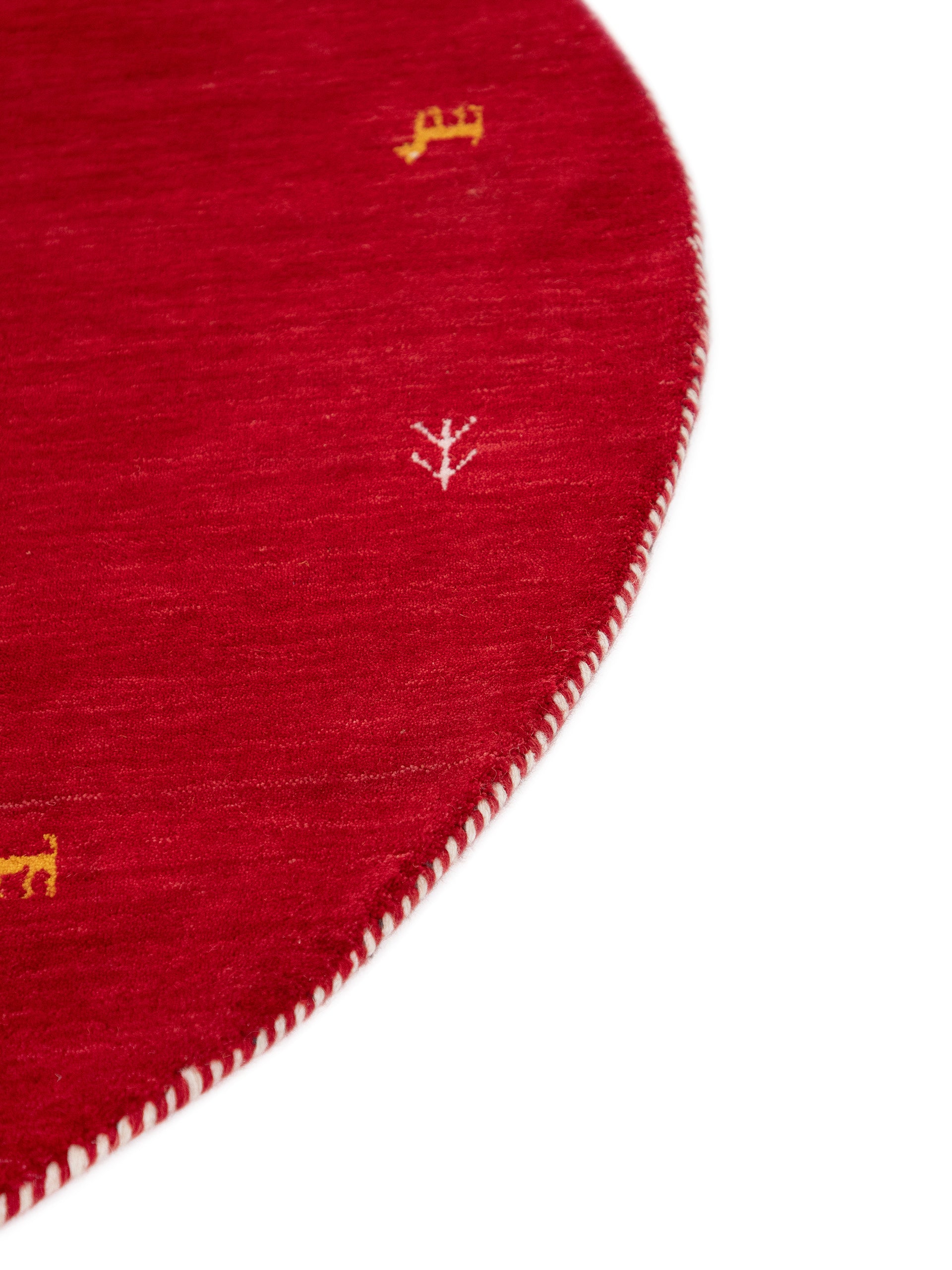 Wollteppich Gabbeh Uni Rund Rot aus Wolle