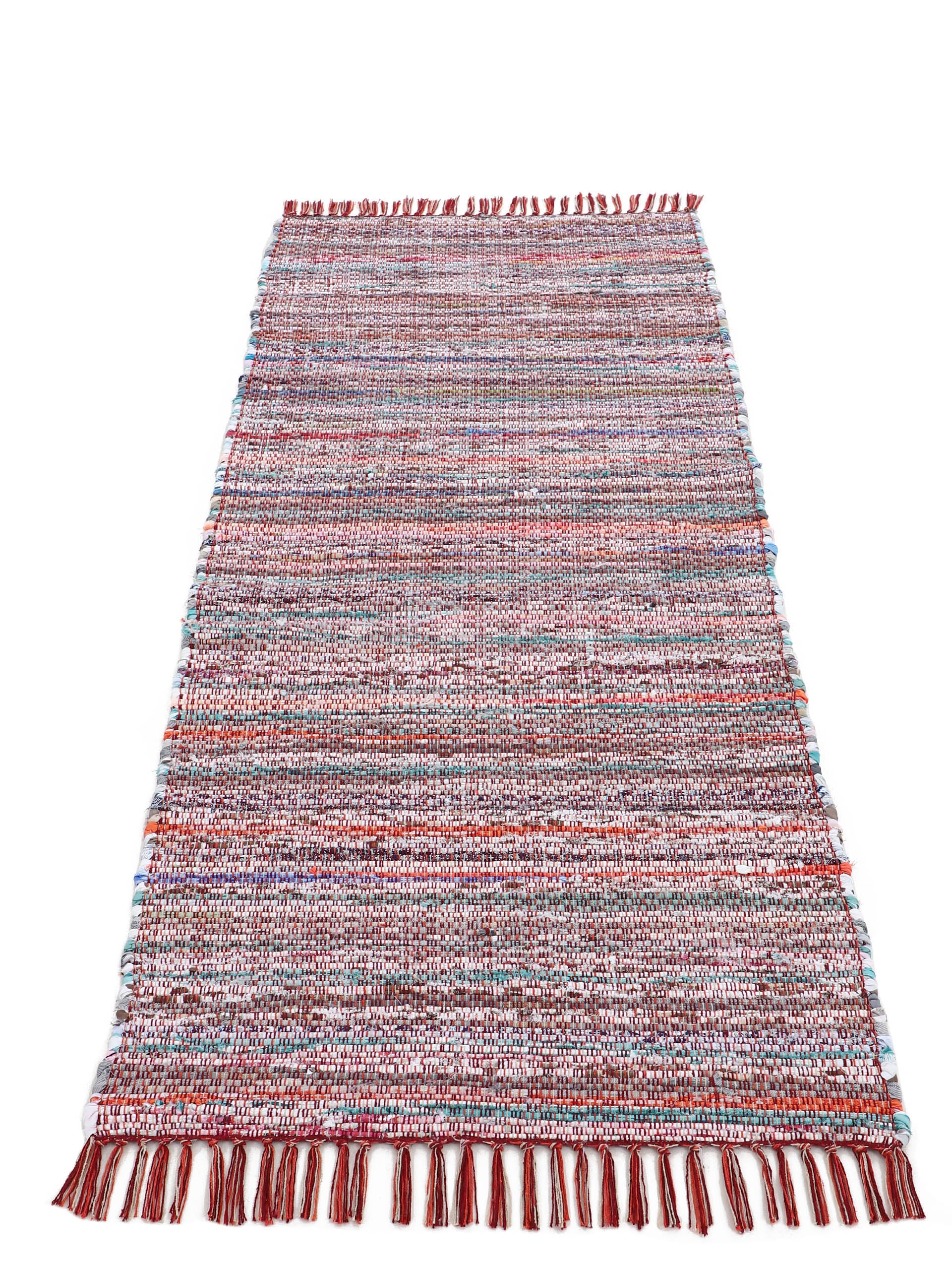 Kelim Chindi Läufer Rot in rot