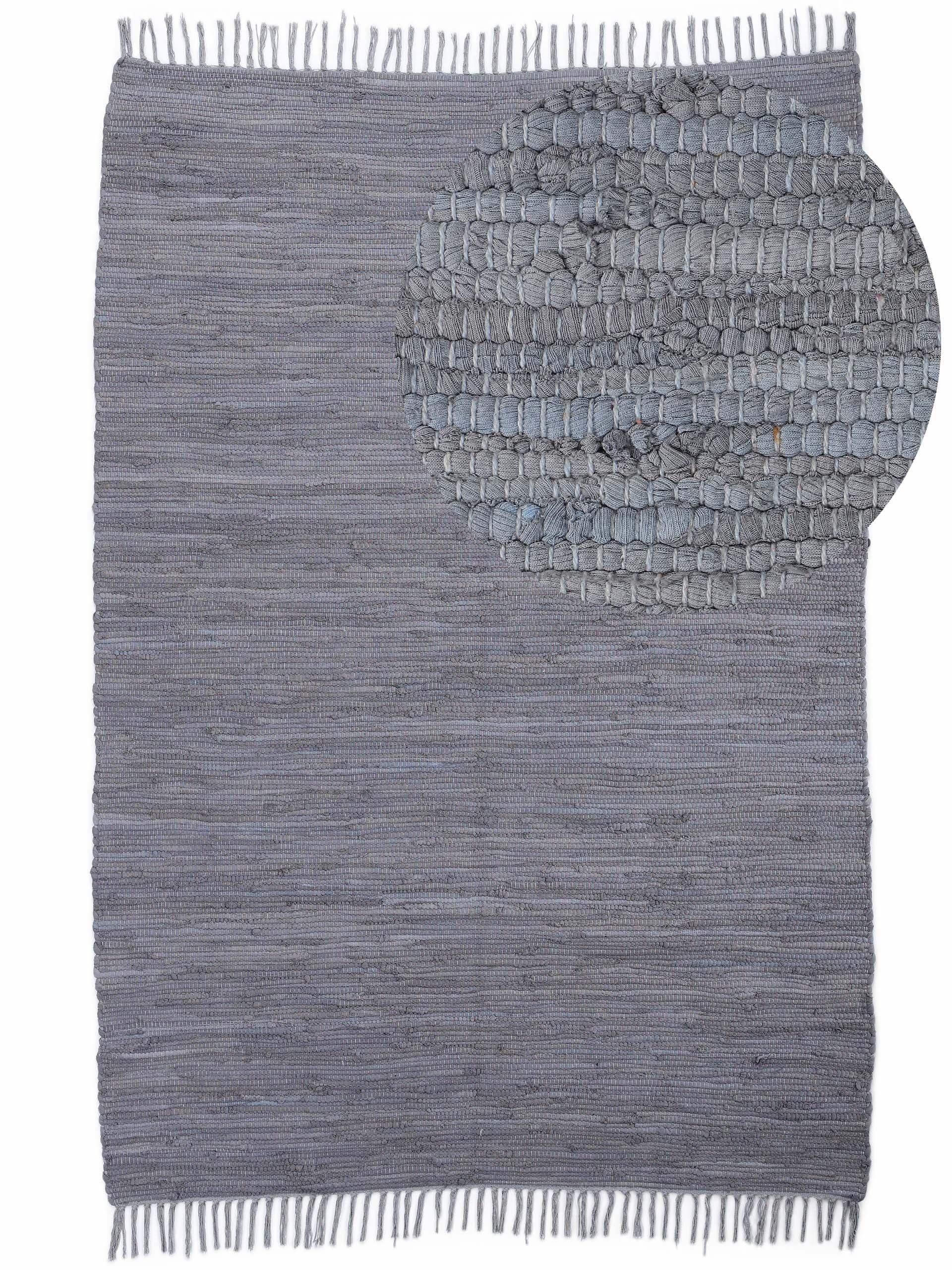 Kelim Chindi Uni Hellgrau in hellgrau aus baumwolle