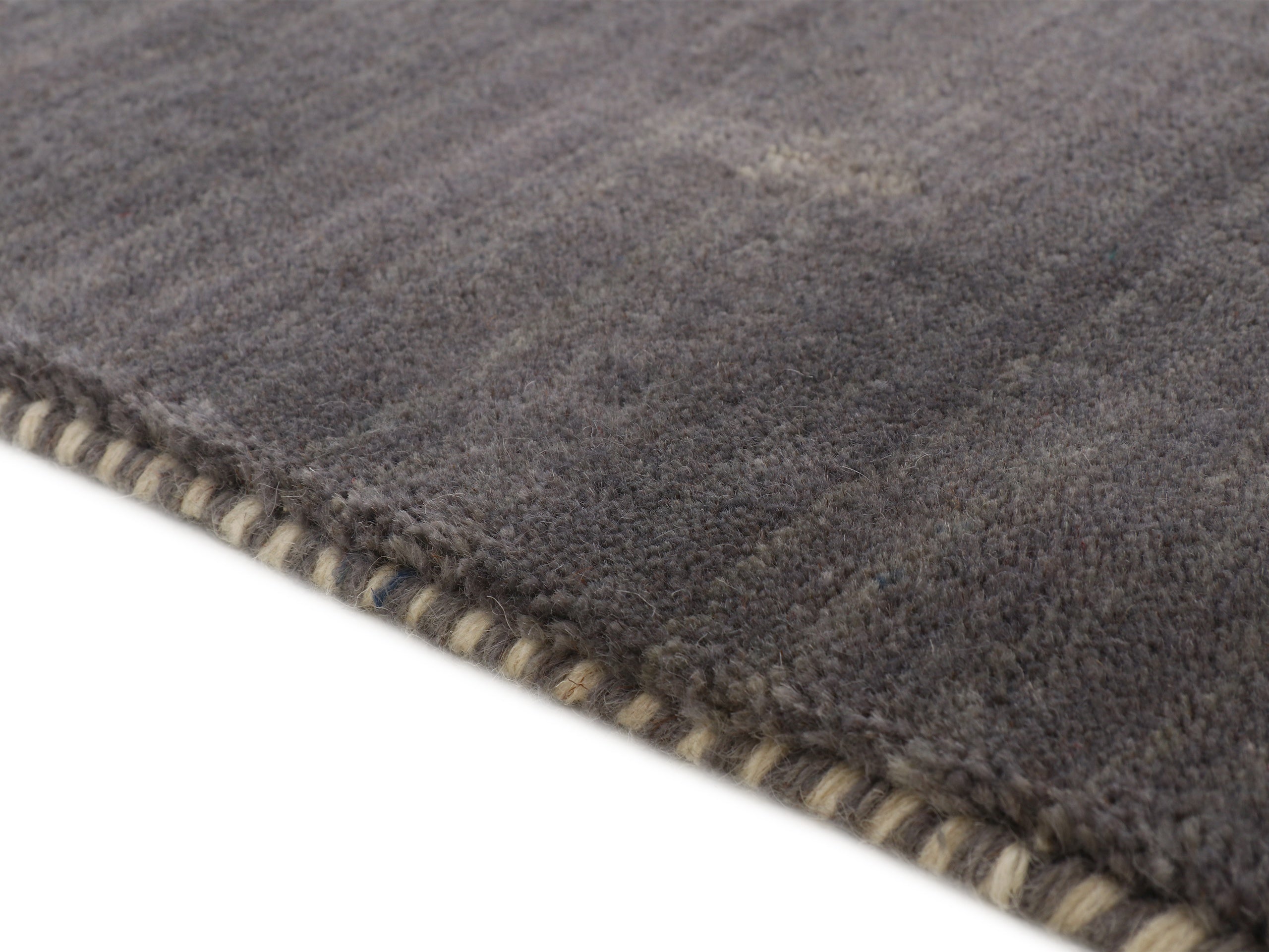Wollteppich Gabbeh Uni Läufer Grau in grau aus wolle