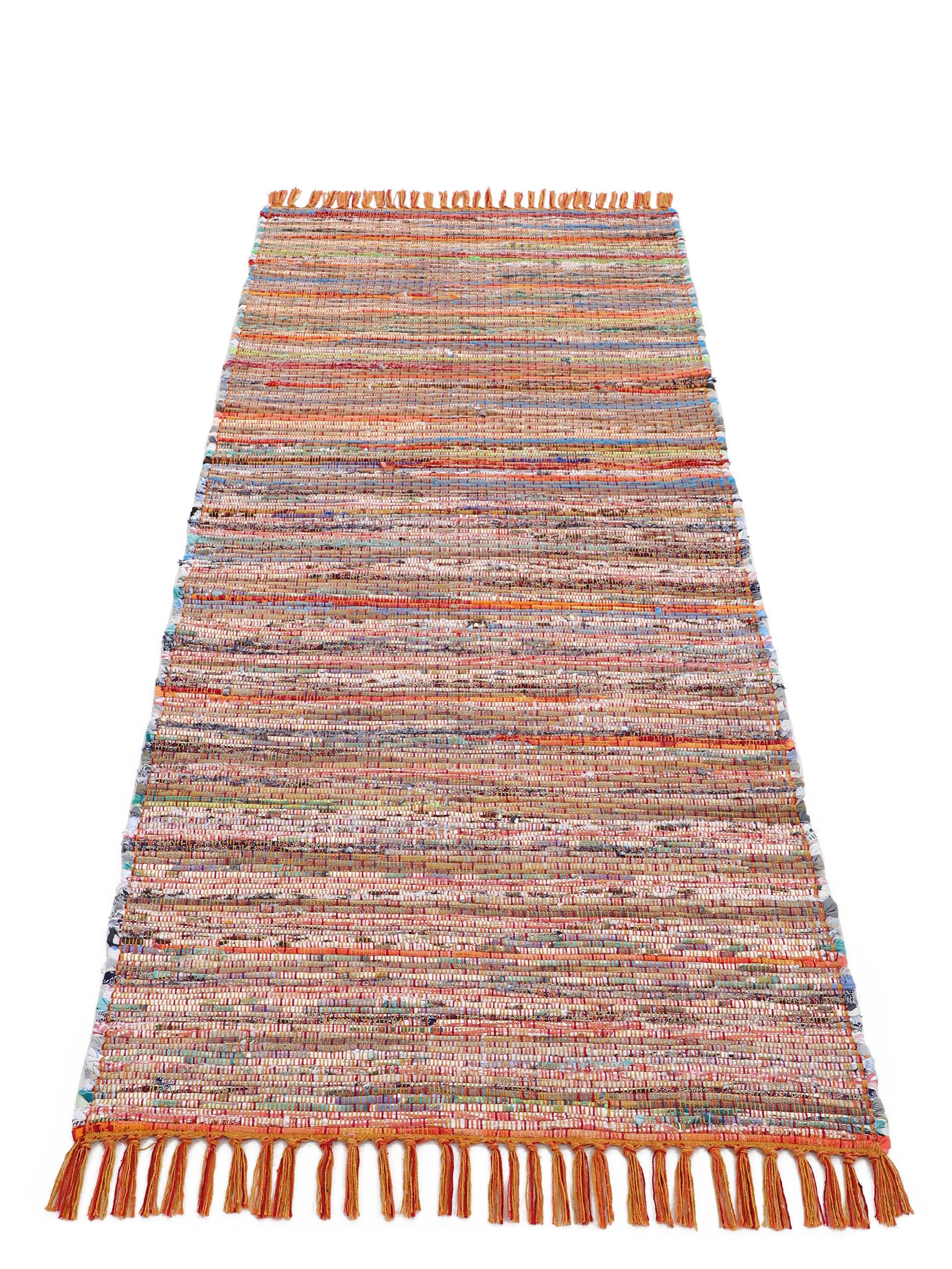 Kelim Chindi Läufer Orange in orange