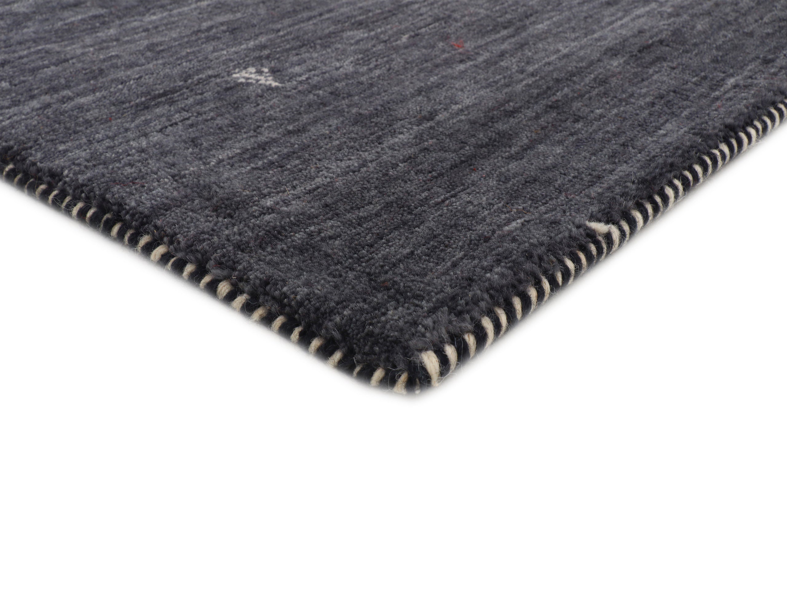 Wollteppich Gabbeh Uni Läufer Schwarz in schwarz aus wolle