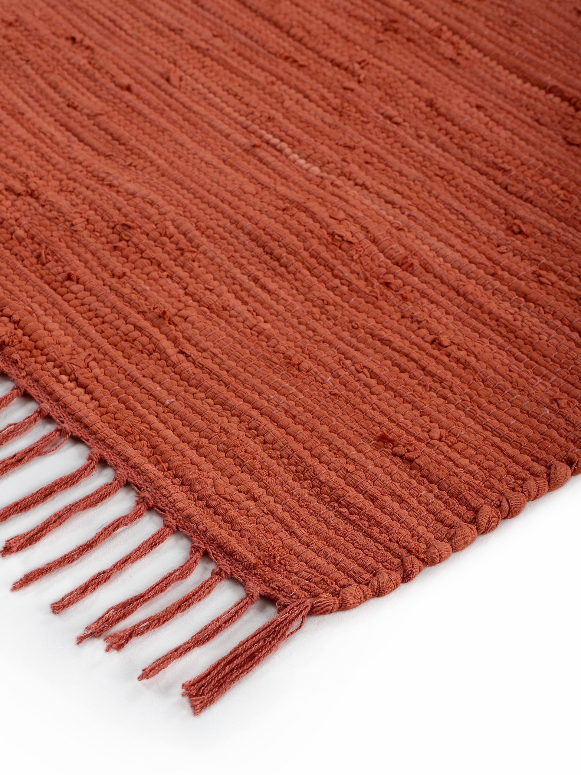 Kelim Chindi Uni Orange in orange aus baumwolle